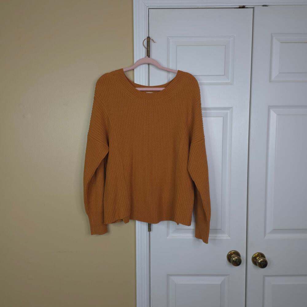 Cabi #3537 Step Up Chunky Pullover Sweater in Mustard Size L